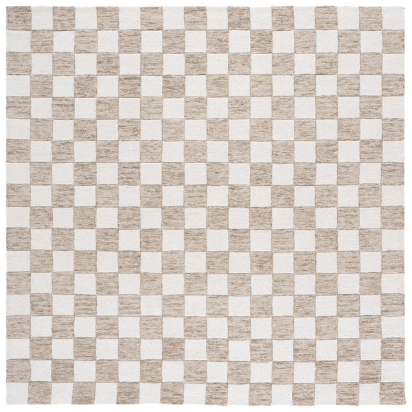 Safavieh Ebony Luxurious Gold And Ivory Checkered Area Rug - Hand-tufted Comfort For Elegant Home Décor Brown ,Ivory 80% Wool,20% Cotton Ebn175t-28