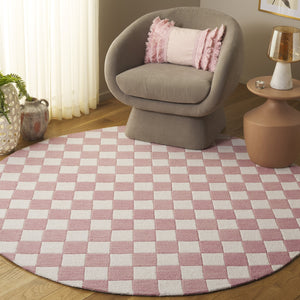 Safavieh Ebony Luxurious Gold And Ivory Checkered Area Rug - Hand-tufted Comfort For Elegant Home Décor Pink ,Ivory 80% Wool,20% Cotton Ebn175u-3