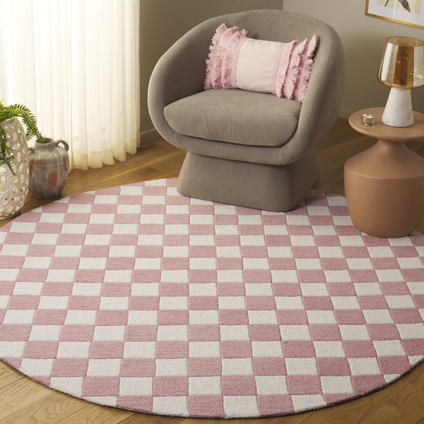 Safavieh Ebony Luxurious Gold And Ivory Checkered Area Rug - Hand-tufted Comfort For Elegant Home Décor Pink ,Ivory 80% Wool,20% Cotton Ebn175u-3