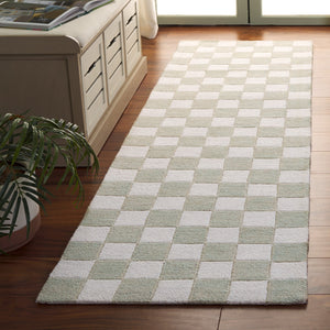 Safavieh Ebony Luxurious Gold And Ivory Checkered Area Rug - Hand-tufted Comfort For Elegant Home Décor Light Sage ,Ivory 80% Wool,20% Cotton Ebn175w-6sq