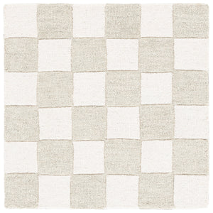 Safavieh Ebony Luxurious Gold And Ivory Checkered Area Rug - Hand-tufted Comfort For Elegant Home Décor Light Sage ,Ivory 80% Wool,20% Cotton Ebn175w-6sq