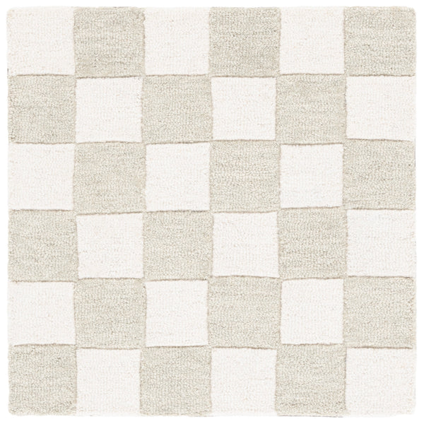 Safavieh Ebony Luxurious Gold And Ivory Checkered Area Rug - Hand-tufted Comfort For Elegant Home Décor Light Sage ,Ivory 80% Wool,20% Cotton Ebn175w-6sq