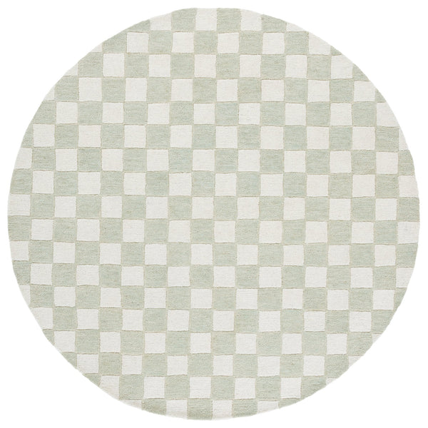Safavieh Ebony Luxurious Gold And Ivory Checkered Area Rug - Hand-tufted Comfort For Elegant Home Décor Light Sage ,Ivory 80% Wool,20% Cotton Ebn175w-6sq