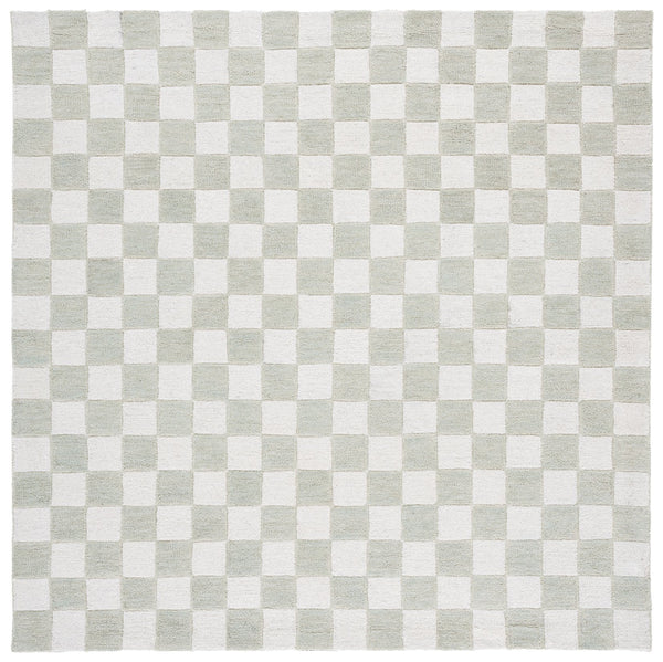 Safavieh Ebony Luxurious Gold And Ivory Checkered Area Rug - Hand-tufted Comfort For Elegant Home Décor Light Sage ,Ivory 80% Wool,20% Cotton Ebn175w-6sq