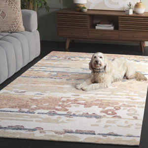 Safavieh Ebony Hand‑Tufted Wool-Cotton Floral Rug In Beige And Rust — Timeless, Low‑Pile Comfort And Durability 4'-0" x 6'-0" EBN176B-4