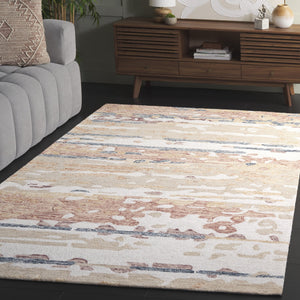 Safavieh Ebony Hand‑Tufted Wool-Cotton Floral Rug In Beige And Rust — Timeless, Low‑Pile Comfort And Durability 4'-0" x 6'-0" EBN176B-4