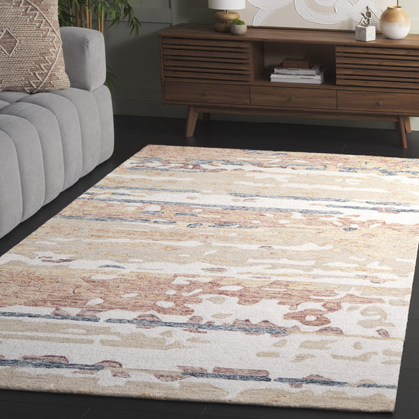 Safavieh Ebony Hand‑Tufted Wool-Cotton Floral Rug In Beige And Rust — Timeless, Low‑Pile Comfort And Durability 4'-0" x 6'-0" EBN176B-4