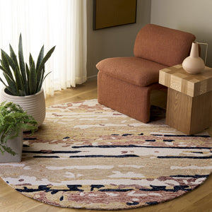 Safavieh Ebony Hand‑Tufted Wool-Cotton Floral Rug In Beige And Rust — Timeless, Low‑Pile Comfort And Durability 4'-0" x 6'-0" EBN176B-4
