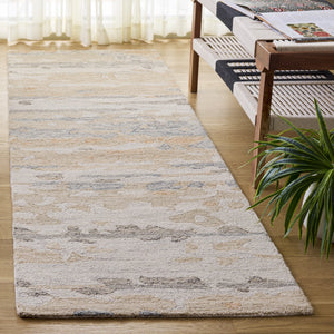 Safavieh Ebony Hand-Tufted Floral Area Rug In Grey And Rust — Wool-Cotton Blend, Low-Profile Modern Accent 6'-0" x 6'-0" EBN176F-6SQ