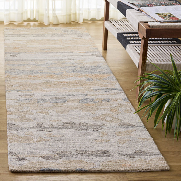 Safavieh Ebony Hand-Tufted Floral Area Rug In Grey And Rust — Wool-Cotton Blend, Low-Profile Modern Accent 6'-0" x 6'-0" EBN176F-6SQ