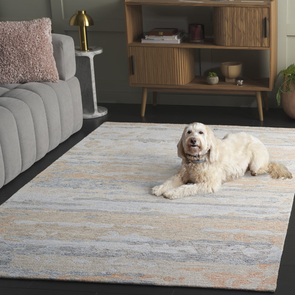 Safavieh Ebony Hand-Tufted Floral Area Rug In Grey & Rust — Wool-Cotton Blend, Durable Luxury For Living Spaces 9'-0" x 12'-0" EBN176F-9