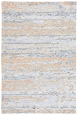 Safavieh Ebony Hand-Tufted Floral Area Rug In Grey And Rust — Wool-Cotton Blend, Low-Profile Modern Accent 6'-0" x 6'-0" EBN176F-6SQ