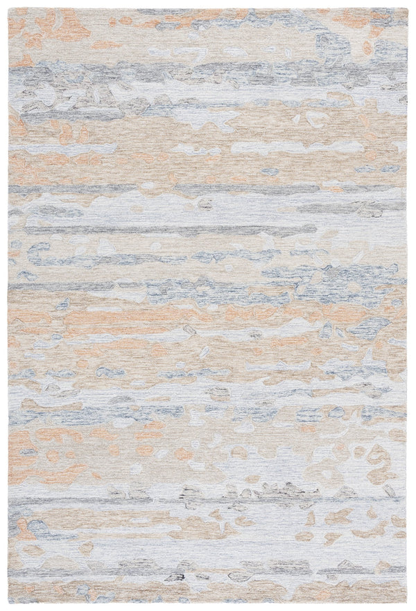 Safavieh Ebony Hand-Tufted Floral Area Rug In Grey And Rust — Wool-Cotton Blend, Low-Profile Modern Accent 6'-0" x 6'-0" EBN176F-6SQ