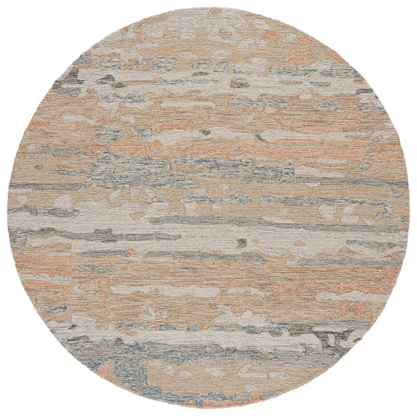 Safavieh Ebony Hand-Tufted Floral Area Rug In Grey And Rust — Wool-Cotton Blend, Low-Profile Modern Accent 6'-0" x 6'-0" EBN176F-6SQ