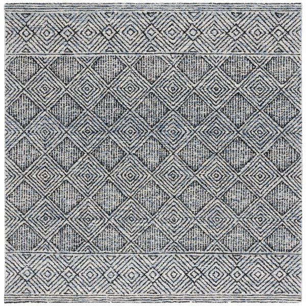 Safavieh Ebony 204 Hand Tufted Geometric Rug Silver / Black 6' x 9'