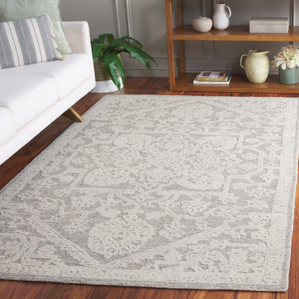 Safavieh Ebony Exquisite Hand-tufted Area Rug: Elegant Ivory And Grey Botanical Design For Timeless Style Ivory ,Grey 80% Wool,20% Cotton Ebn220a-6