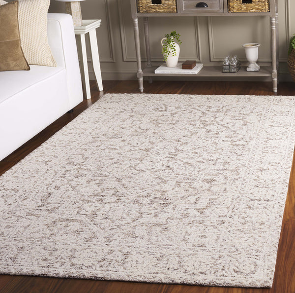 Safavieh Ebony Hand-tufted Runner Rug - Luxurious Wool & Cotton Blend, Elegant Design For Hallways & Spaces Ivory ,Brown 60% Wool 40% Cotton With Latex Ebn234t-5