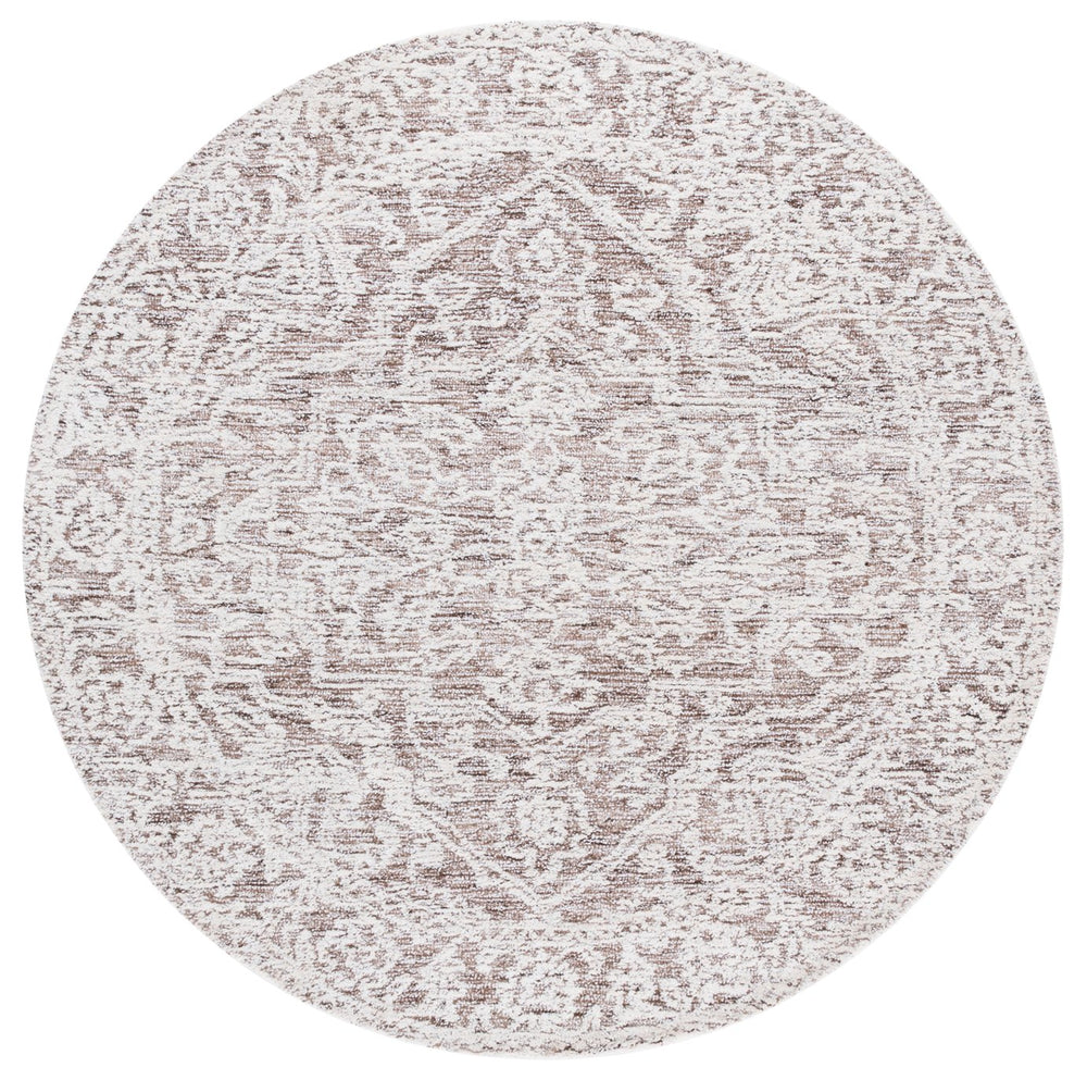 Safavieh Ebony Hand-tufted Runner Rug - Luxurious Wool & Cotton Blend, Elegant Design For Hallways & Spaces Ivory ,Brown 60% Wool 40% Cotton With Latex Ebn234t-6r