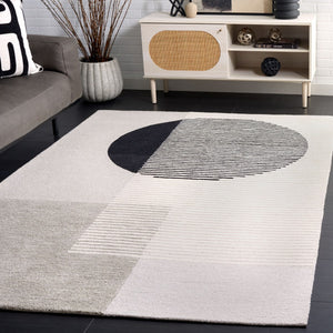 Safavieh Ebony 252 EBN252 Hand Tufted Modern Rug Black / Ivory EBN252Z-8