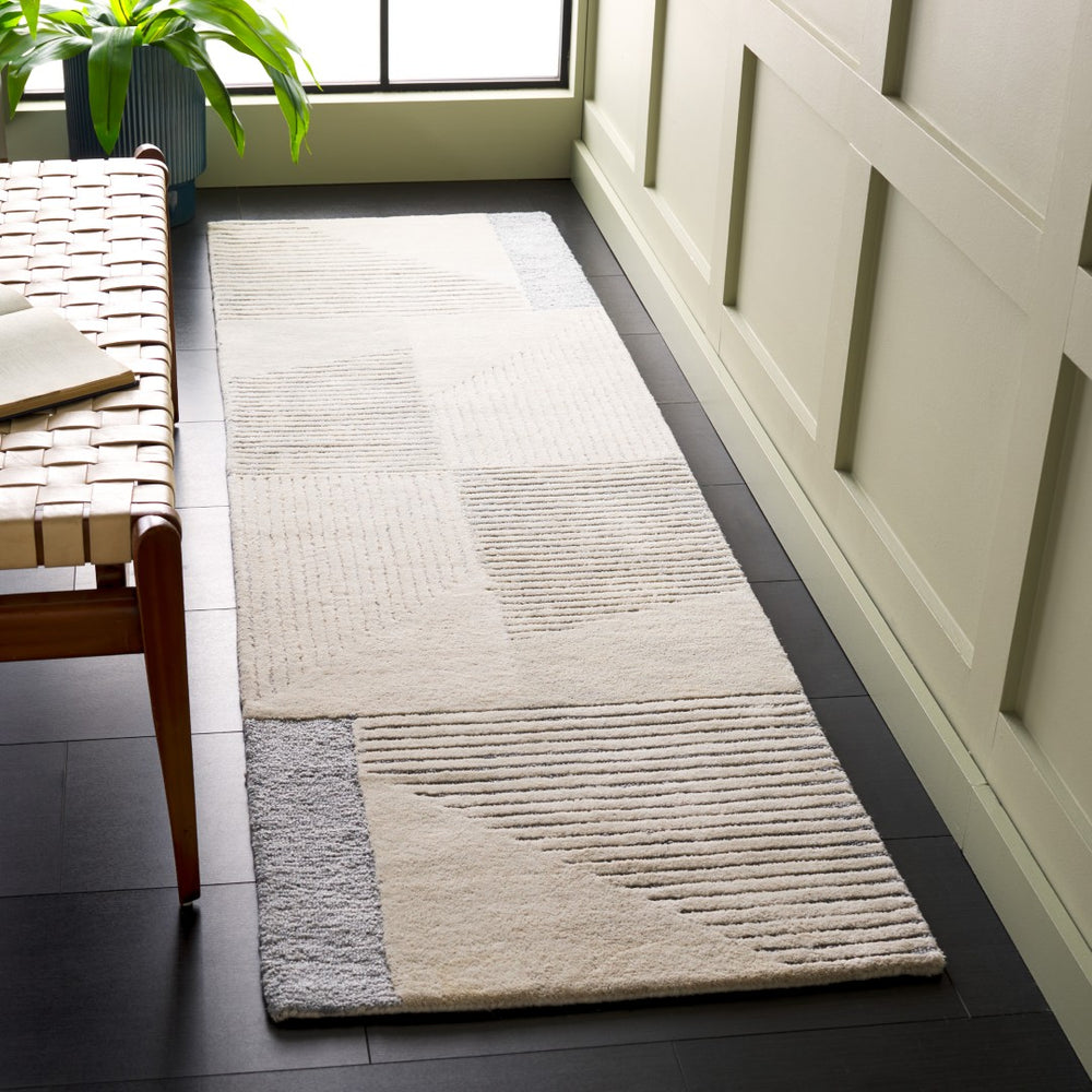 Safavieh Ebony Hand-tufted Wool And Viscose Rug - Modern Geometric Design For Sophisticated Home Decor Beige ,Grey Wool And Viscose Ebn253g-3r