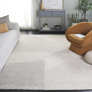 Safavieh Ebony Hand-tufted Wool And Viscose Rug - Modern Geometric Design For Sophisticated Home Decor Beige ,Grey Wool And Viscose Ebn253g-3r