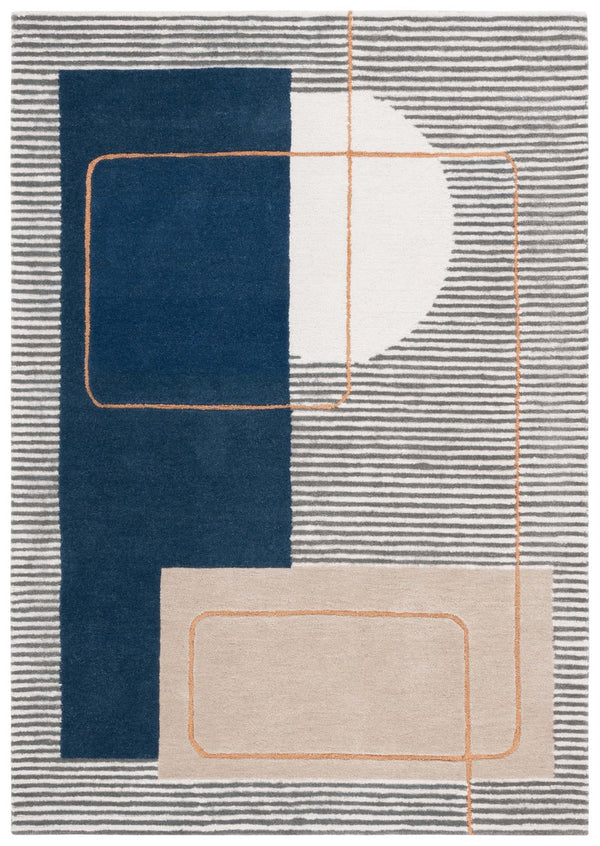 Safavieh Ebony 254 EBN254 Hand Tufted Modern Rug Beige / Blue EBN254M-8