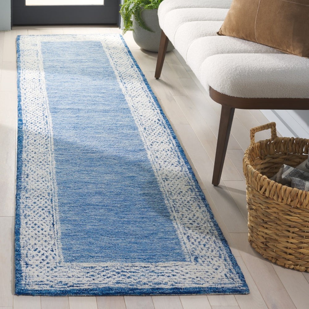 Safavieh Ebony Hand-tufted Area Rug In Grey And Ivory - Luxurious Wool, Modern Design For Any Space Blue ,Ivory Indian Wool Pile Ebn275m-6