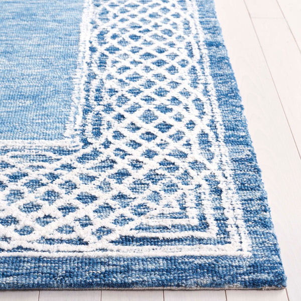 Safavieh Ebony Hand-tufted Area Rug In Grey And Ivory - Luxurious Wool, Modern Design For Any Space Blue ,Ivory Indian Wool Pile Ebn275m-6