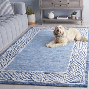 Safavieh Ebony Modern Hand-tufted Runner Rug In Elegant Grey And Ivory – Luxurious Softness For Any Space Blue ,Ivory Indian Wool Pile Ebn275m-5