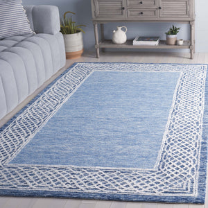 Safavieh Ebony Modern Hand-tufted Runner Rug In Elegant Grey And Ivory – Luxurious Softness For Any Space Blue ,Ivory Indian Wool Pile Ebn275m-5