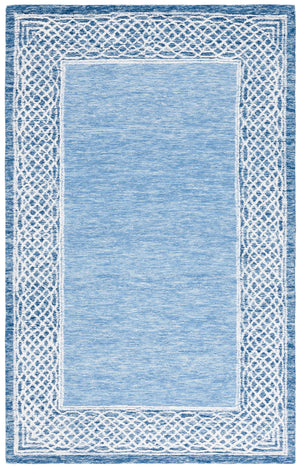 Safavieh Ebony Modern Hand-tufted Runner Rug In Elegant Grey And Ivory – Luxurious Softness For Any Space Blue ,Ivory Indian Wool Pile Ebn275m-5