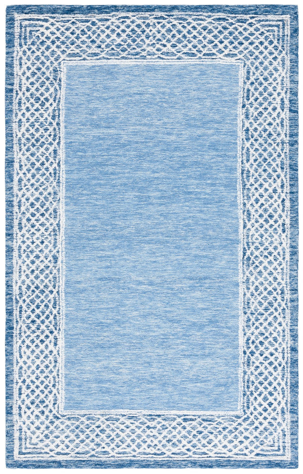 Safavieh Ebony Modern Hand-tufted Runner Rug In Elegant Grey And Ivory – Luxurious Softness For Any Space Blue ,Ivory Indian Wool Pile Ebn275m-5