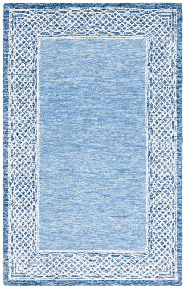 Safavieh Ebony Hand-tufted Area Rug In Grey And Ivory - Luxurious Wool, Modern Design For Any Space Blue ,Ivory Indian Wool Pile Ebn275m-6