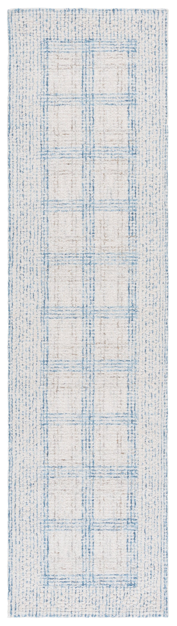 Safavieh Ebony Hand-Tufted Indian Wool Rug In Ivory With Subtle Blue Grid — Plush 5/8" Pile, Durable Elegance 3'-0" x 5'-0" EBN276A-3