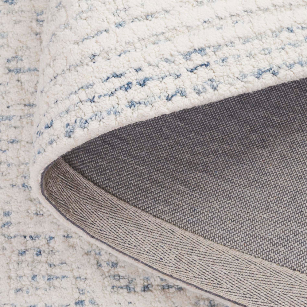 Safavieh Ebony Hand-Tufted Ivory And Blue Wool Area Rug – Plush 5/8" Pile, Geometric Modern Accent Piece 6'-0" x 6'-0" EBN276A-6SQ
