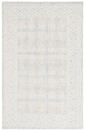 Safavieh Ebony Hand-Tufted Ivory & Blue Wool Round Rug — Contemporary Grid Design, Plush 5/8" Comfort 6'-0" x 6'-0" EBN276A-6R