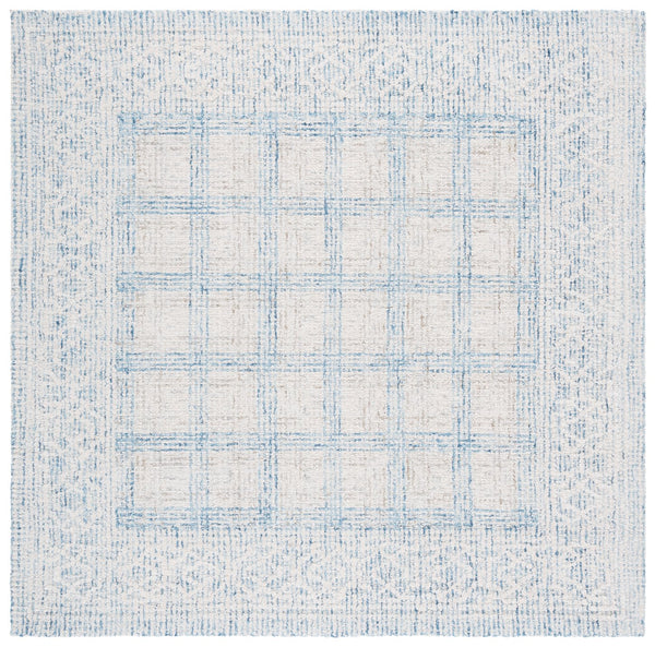 Safavieh Ebony Hand-Tufted Indian Wool Rug In Ivory With Subtle Blue Grid — Plush 5/8" Pile, Durable Elegance 3'-0" x 5'-0" EBN276A-3
