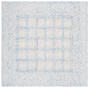 Safavieh Ebony Hand-Tufted Ivory And Blue Runner Rug — Indian Wool, Subtle Geometric Pattern, Durable Elegance 2'-3" x 9'-0" EBN276A-29
