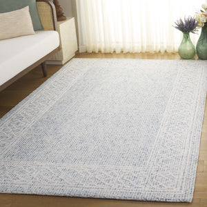 Safavieh Ebony Hand Tufted Indian Wool Pile Runner Rug - Elegant Home Accent For Hallways & Narrow Spaces Blue ,Ivory Indian Wool Pile Ebn277m-5