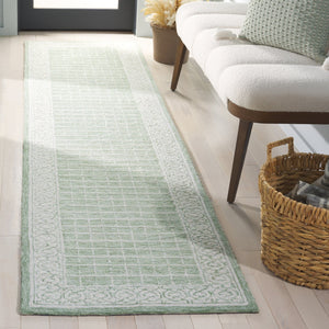 Safavieh Ebony Hand Tufted Indian Wool Runner Rug - Elegant Lattice Design For Modern Home Decor, 2'3" X 9' Green ,Ivory Indian Wool Pile Ebn278y-29