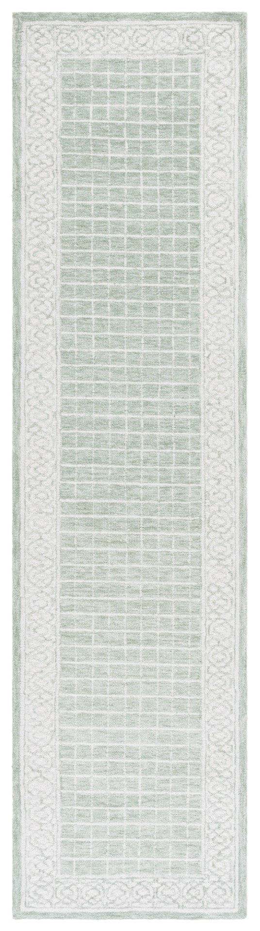 Safavieh Ebony Hand-tufted Area Rug - Luxurious Indian Wool Pile, Modern Geometric Design For Stylish Homes Green ,Ivory Indian Wool Pile Ebn278y-4