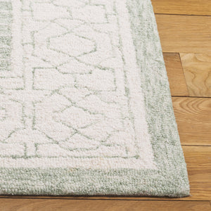 Safavieh Ebony Hand Tufted Indian Wool Runner Rug - Elegant Lattice Design For Modern Home Decor, 2'3" X 9' Green ,Ivory Indian Wool Pile Ebn278y-5