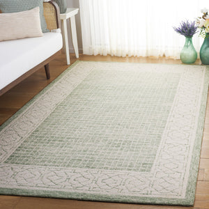 Safavieh Ebony Hand Tufted Indian Wool Runner Rug - Elegant Lattice Design For Modern Home Decor, 2'3" X 9' Green ,Ivory Indian Wool Pile Ebn278y-5