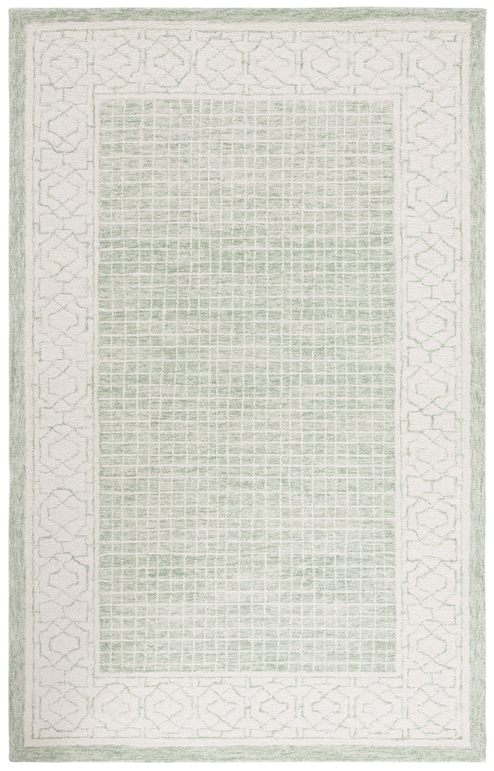 Safavieh Ebony Hand Tufted Indian Wool Runner Rug - Elegant Lattice Design For Modern Home Decor, 2'3" X 9' Green ,Ivory Indian Wool Pile Ebn278y-5