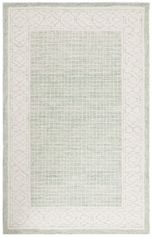 Safavieh Ebony Hand Tufted Indian Wool Runner Rug - Elegant Lattice Design For Modern Home Decor, 2'3" X 9' Green ,Ivory Indian Wool Pile Ebn278y-5