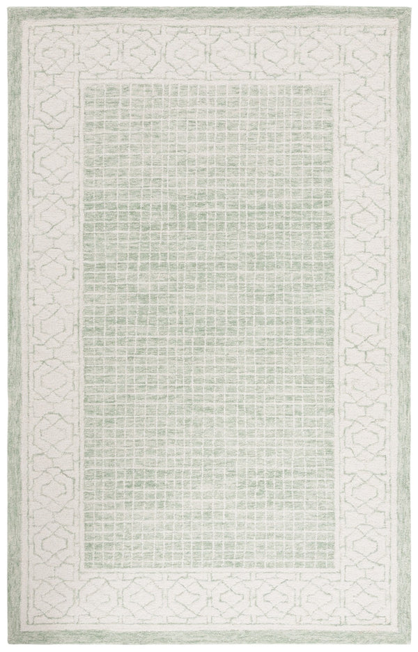 Safavieh Ebony Hand-tufted Area Rug - Luxurious Indian Wool Pile, Modern Geometric Design For Stylish Homes Green ,Ivory Indian Wool Pile Ebn278y-4