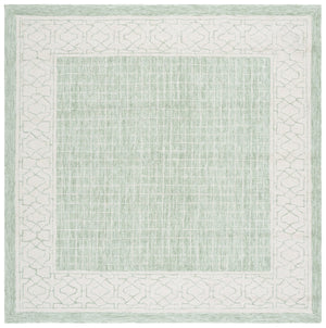 Safavieh Ebony Hand Tufted Indian Wool Runner Rug - Elegant Lattice Design For Modern Home Decor, 2'3" X 9' Green ,Ivory Indian Wool Pile Ebn278y-6sq
