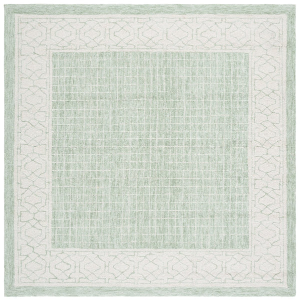Safavieh Ebony Hand Tufted Indian Wool Runner Rug - Elegant Lattice Design For Modern Home Decor, 2'3" X 9' Green ,Ivory Indian Wool Pile Ebn278y-6sq