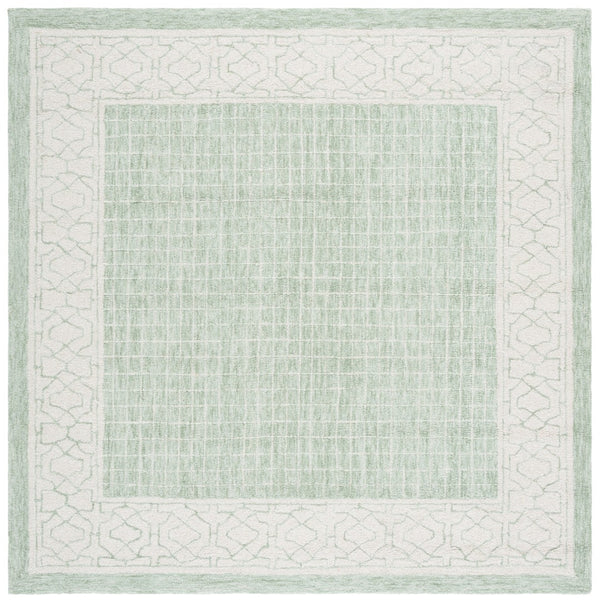Safavieh Ebony Hand-tufted Area Rug - Luxurious Indian Wool Pile, Modern Geometric Design For Stylish Homes Green ,Ivory Indian Wool Pile Ebn278y-4