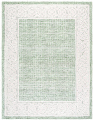 Safavieh Ebony Hand Tufted Indian Wool Runner Rug - Elegant Lattice Design For Modern Home Decor, 2'3" X 9' Green ,Ivory Indian Wool Pile Ebn278y-8